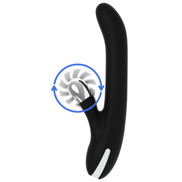 Black & Silver Bunny Storm — Rotating Vibrator, Rechargeable — G-Spot Vibrators — view 5