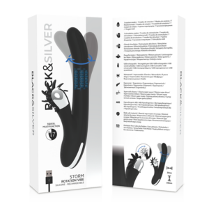 Black & Silver Bunny Storm — Rotating Vibrator, Rechargeable — G-Spot Vibrators — view 3
