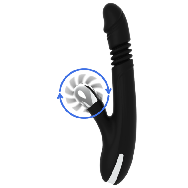 Black & Silver Bunny Reed — Thrusting Vibrator, Rechargeable — G-Spot Vibrators — view 8