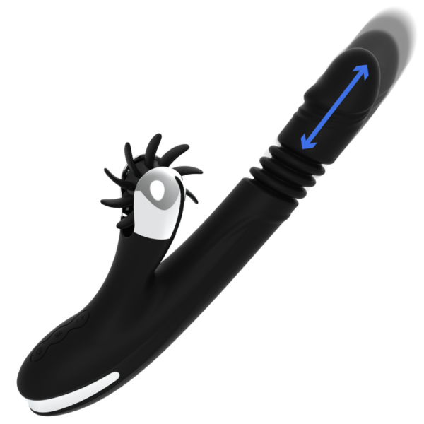 Black & Silver Bunny Reed — Thrusting Vibrator, Rechargeable — G-Spot Vibrators