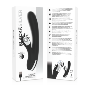 Black & Silver Bunny Johnny — Rabbit Vibrator, Rechargeable — G-Spot Vibrators — view 4
