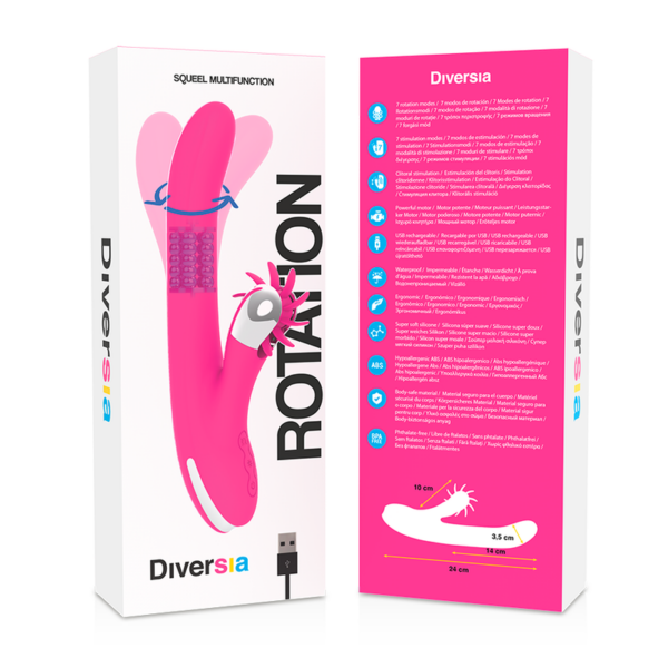 Diversia Bunny Rotation — Rabbit Vibrator, Rechargeable, Pink — G-Spot Vibrators — view 9