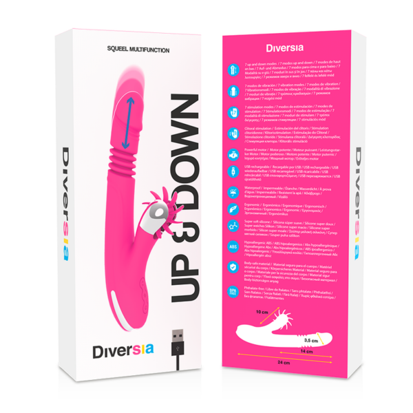 Diversia Bunny Up and Down — Rabbit Vibrator, Rechargeable, Pink — G-Spot Vibrators — view 9