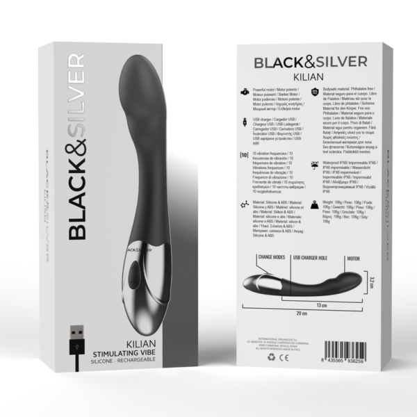 Black & Silver Kilian — G-Spot Vibrator, Rechargeable — G-Spot Vibrators — view 6