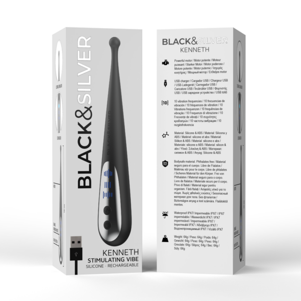Black & Silver Kenneth — Clitoral Vibrator, Rechargeable — Clitoral Stimulators — view 6