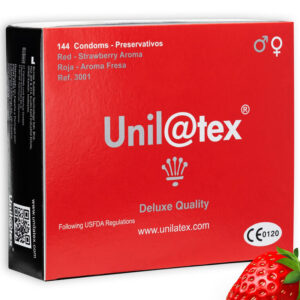 Unilatex — Flavoured Condoms, 144 Pack, Strawberry — Bulk Condom Packs
