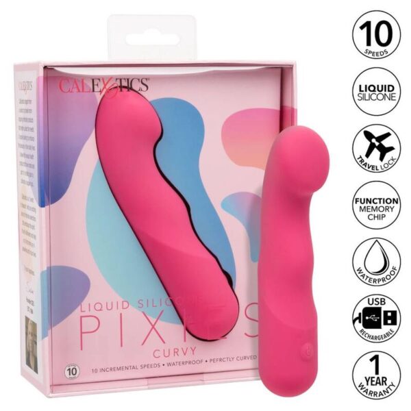 CalExotics Pixies Curvy — Mini Vibrator, Rechargeable, Pink — Classic Vibrators — view 4
