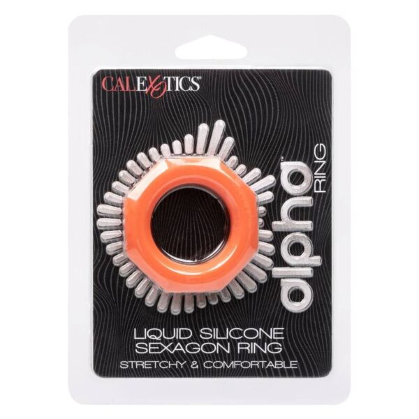 CalExotics Alpha Sexagon — Cock Ring, Silicone, Orange — Classic Cock Rings — view 8