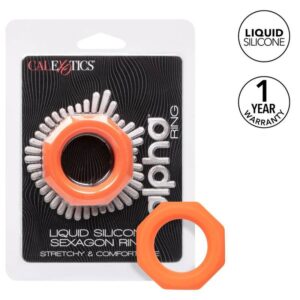 CalExotics Alpha Sexagon — Cock Ring, Silicone, Orange — Classic Cock Rings — view 2