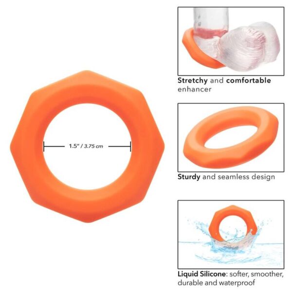 CalExotics Alpha Sexagon — Cock Ring, Silicone, Orange — Classic Cock Rings — view 4
