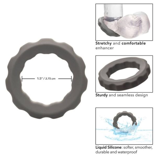 CalExotics Alpha Erect — Cock Ring, Silicone, Grey — Classic Cock Rings — view 7