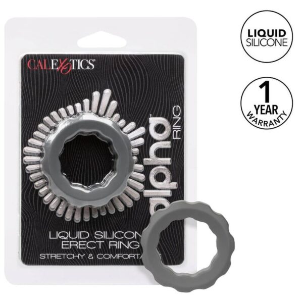 CalExotics Alpha Erect — Cock Ring, Silicone, Grey — Classic Cock Rings — view 2
