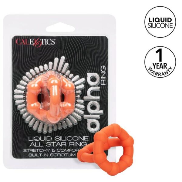CalExotics Alpha All Star — Cock Ring, Silicone, Orange — Classic Cock Rings — view 2