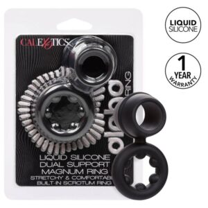 CalExotics Alpha Dual Magnum — Cock Ring, Silicone, Black — Classic Cock Rings — view 2