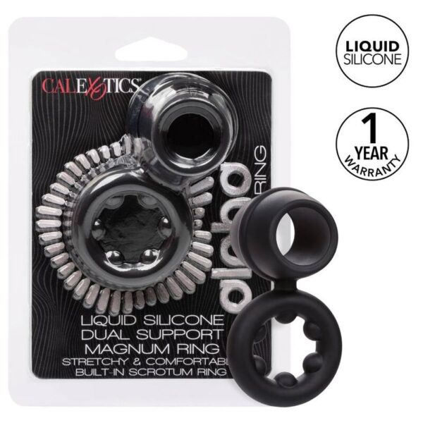 CalExotics Alpha Dual Magnum — Cock Ring, Silicone, Black — Classic Cock Rings — view 2