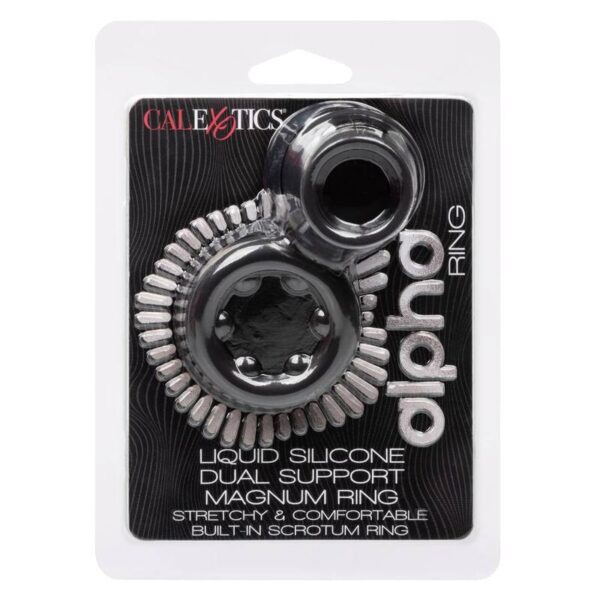 CalExotics Alpha Dual Magnum — Cock Ring, Silicone, Black — Classic Cock Rings — view 8