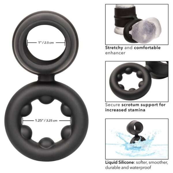 CalExotics Alpha Dual Magnum — Cock Ring, Silicone, Black — Classic Cock Rings — view 5