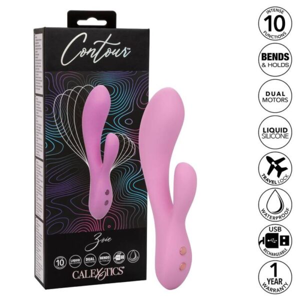 CalExotics Contour Zoie — Rabbit Vibrator, Rechargeable, Pink — G-Spot Vibrators — view 3