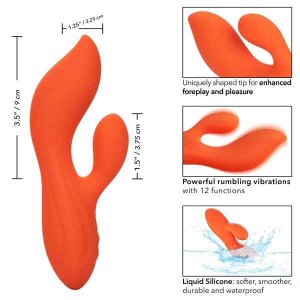 CalExotics Stella Dual Teaser — Rabbit Vibrator, Orange — G-Spot Vibrators — view 9