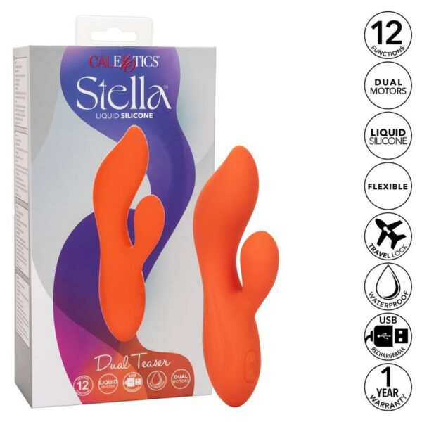 CalExotics Stella Dual Teaser — Rabbit Vibrator, Orange — G-Spot Vibrators — view 11