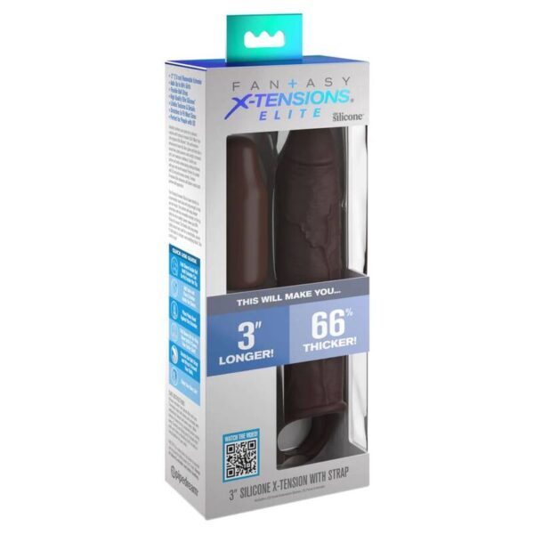 Fantasy X-Tensions Elite 7 — Penis Sleeve, Ball Strap, Brown — Penis Accessories — view 2