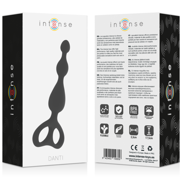 Intense Danti — Anal Beads, Silicone, Black — view 6
