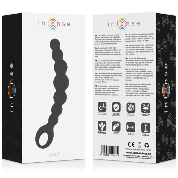 Intense Max — Anal Beads, Silicone, Black — view 5