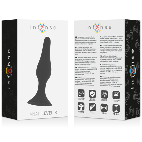 Intense Anal Level 3 — Butt Plug, Silicone, 12.5 cm, Black — view 4