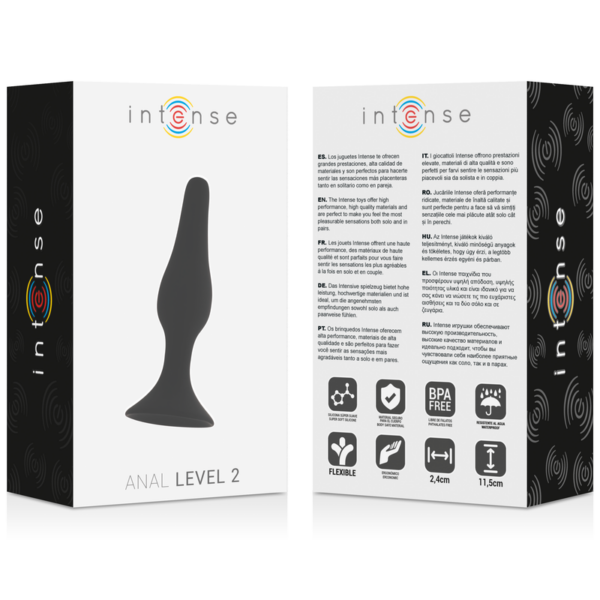 Intense Anal Level 2 — Butt Plug, Silicone, 11.5 cm, Black — view 2