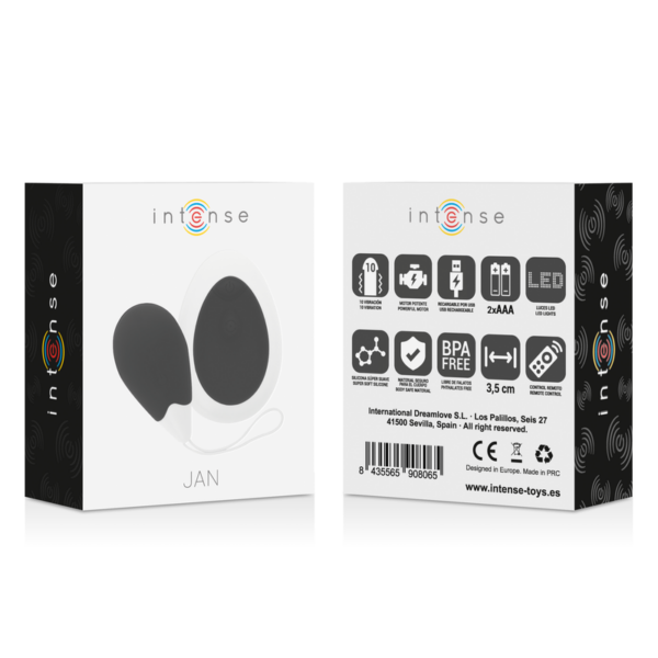 Intense Jan — Vibrating Egg, Silicone, Black — Remote Control Vibrators — view 4