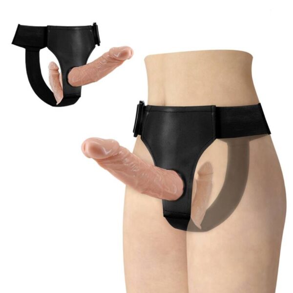 Baile Ultra Passionate — Double Strap-On, Elastic Harness, Flesh — Double Penetration Strap-Ons