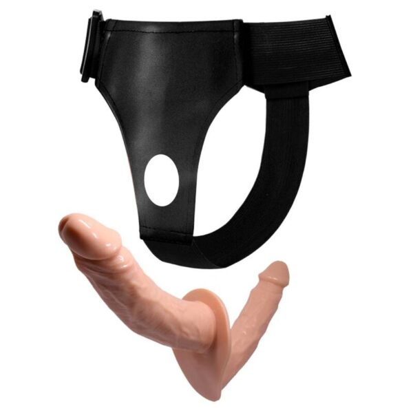 Baile Ultra Passionate — Double Strap-On, Elastic Harness, Flesh — Double Penetration Strap-Ons — view 2