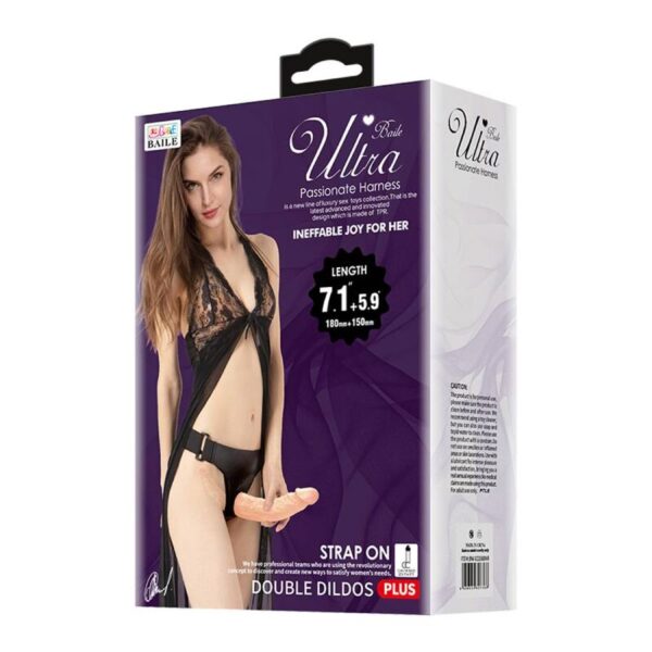 Baile Ultra Passionate — Double Strap-On, Elastic Harness, Flesh — Double Penetration Strap-Ons — view 4