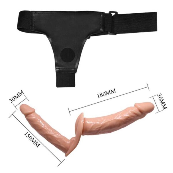 Baile Ultra Passionate — Double Strap-On, Elastic Harness, Flesh — Double Penetration Strap-Ons — view 5