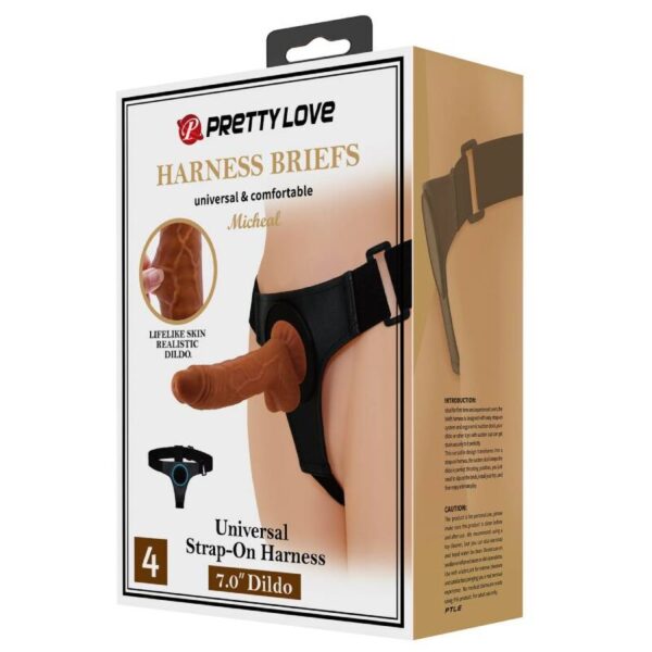 Pretty Love Micheal — Strap-On Dildo, 20 cm, Light Brown — Non-Vibrating Harnesses — view 5