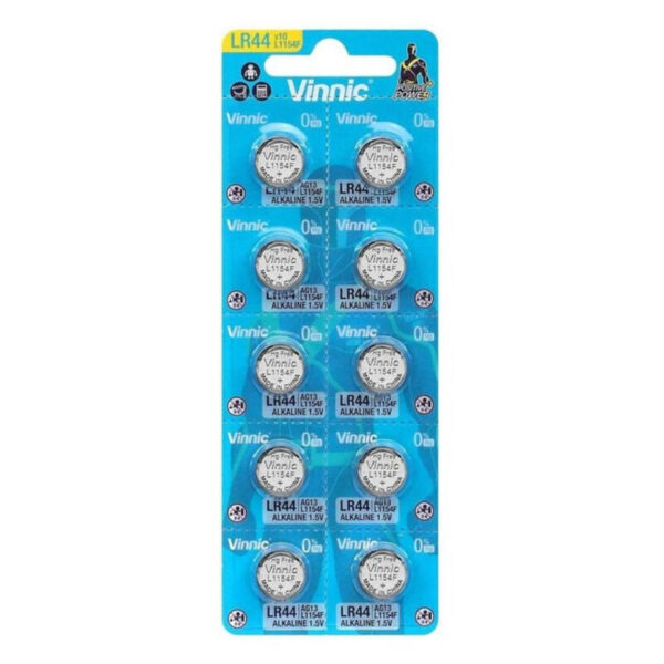 Vinnic Alkaline Button AG13 LR44 — Batteries, 10 Pack — Batteries & Spare Parts