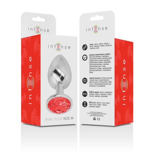 Intense — Jewelled Butt Plug, 8 cm, Red — Anal — view 5