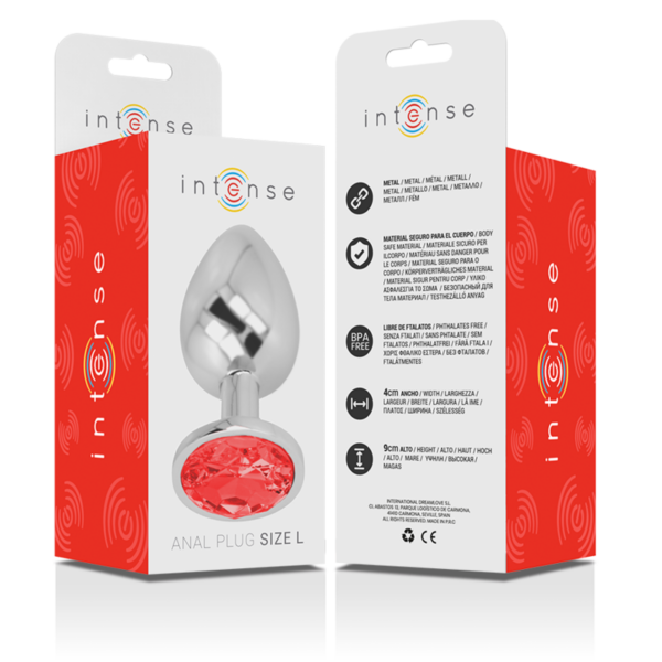 Intense — Jewelled Butt Plug, 9 cm, Red — Anal — view 4
