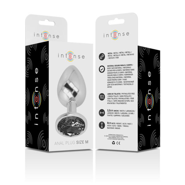 Intense — Jewelled Butt Plug, 8 cm, Black — Anal — view 5