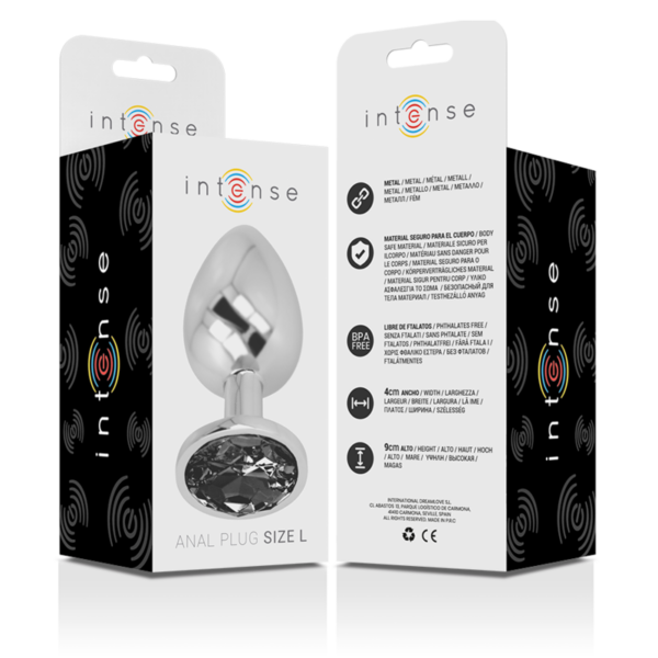 Intense — Jewelled Butt Plug, 9 cm, Black — Anal — view 4