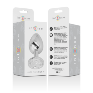 Intense — Jewelled Butt Plug, 8 cm, Silver — Anal — view 2