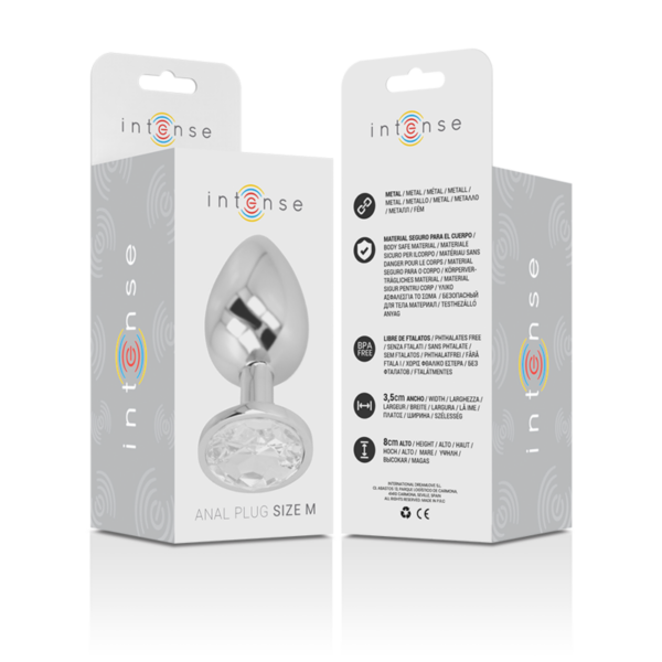Intense — Jewelled Butt Plug, 8 cm, Silver — Anal — view 2