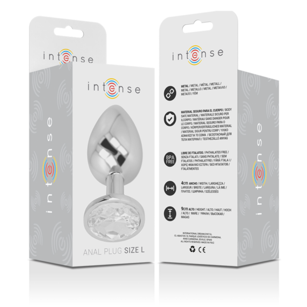 Intense — Jewelled Butt Plug, 9 cm, Silver — Anal — view 3