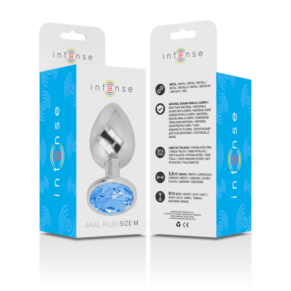 Intense — Jewelled Butt Plug, 8 cm, Blue — Anal — view 5