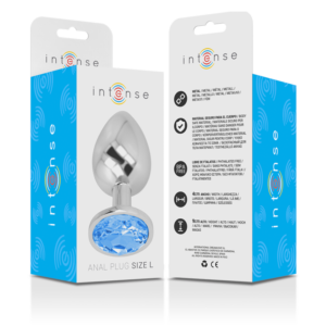 Intense — Jewelled Butt Plug, 9 cm, Blue — Anal — view 3