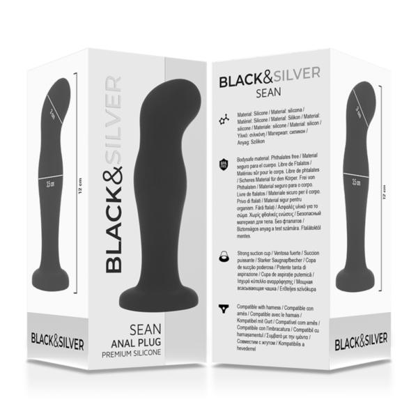 Black & Silver Sean — Butt Plug, Silicone, Black — Anal — view 6