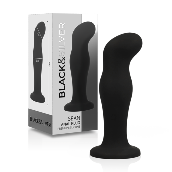 Black & Silver Sean — Butt Plug, Silicone, Black — Anal — view 5