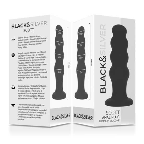 Black & Silver Scott — Butt Plug, 12.5 cm, Black — Anal — view 4