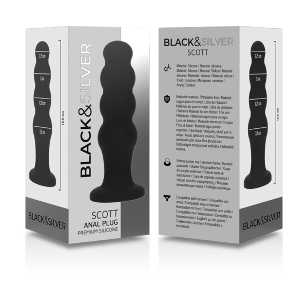 Black & Silver Scott — Butt Plug, 12.5 cm, Black — Anal — view 6