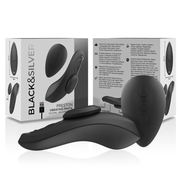 Black & Silver Preston — Panty Vibrator, Remote Control — Clitoral Stimulators — view 6